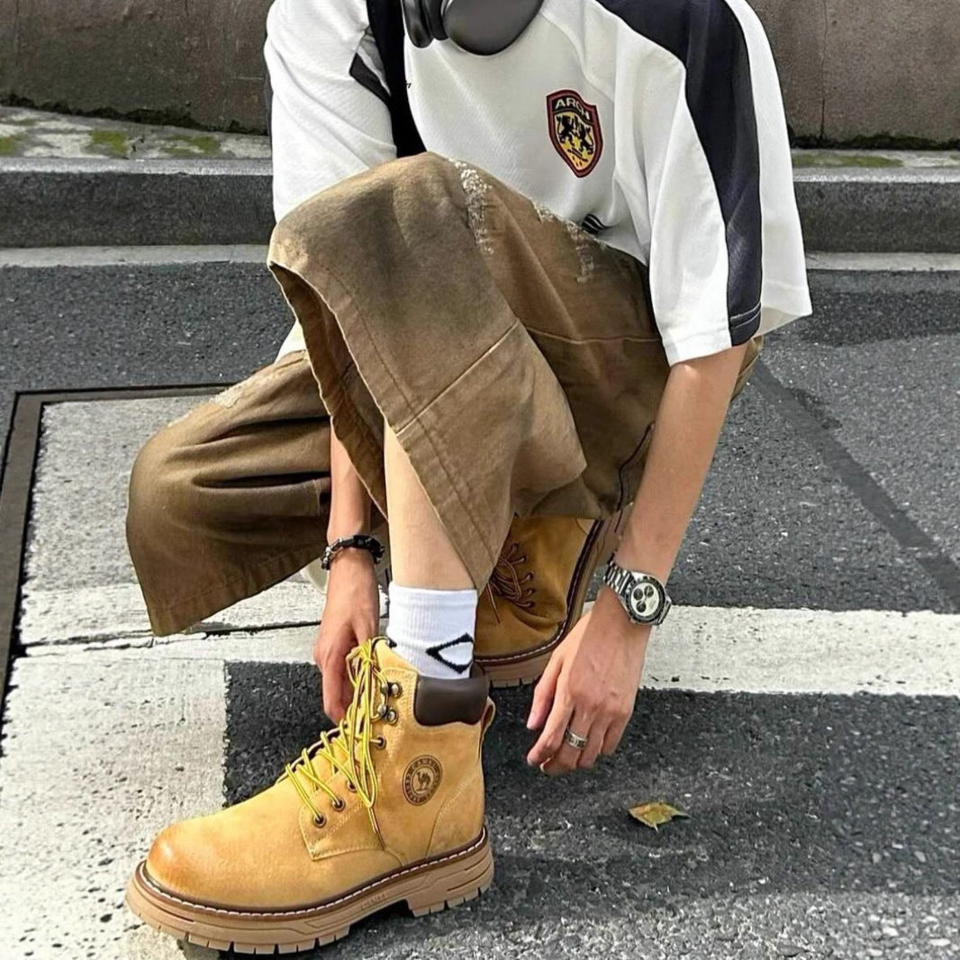 Washed Old Niche Design Straight Baggy Denim Shorts